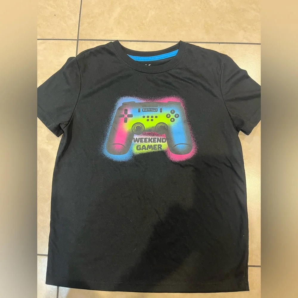 Cat & Jack Black T-Shirt with Colorful Controller Design
